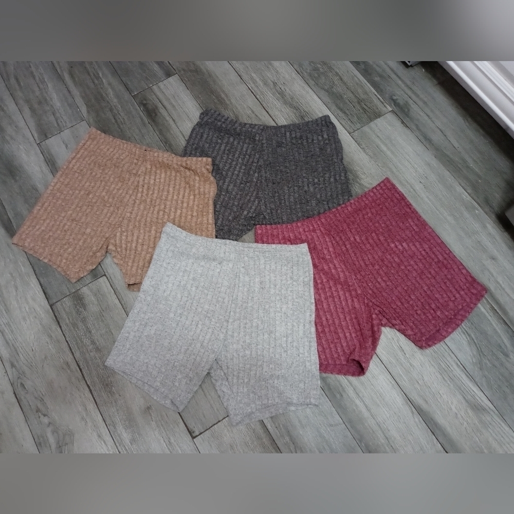Bundle of 4 Shein curve Ribbed lounge Shorts 4 Colors OX